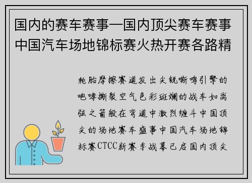 国内的赛车赛事—国内顶尖赛车赛事中国汽车场地锦标赛火热开赛各路精英车手争抢冠军宝座